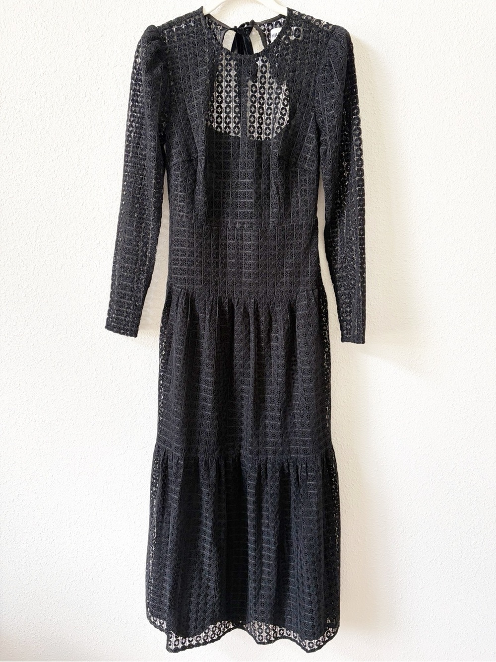 Maude Club Adeline Dress Black Size Small Velvet Lace Goth Open Back